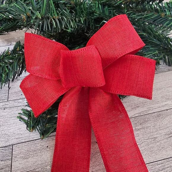 Red Bows Set of 6 Christmas Bows Tree Bows Holiday Ornament Birthday Party Decor - Picture 2 of 9